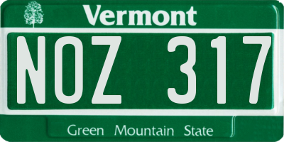 VT license plate NOZ317