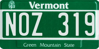 VT license plate NOZ319