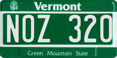 VT license plate NOZ320