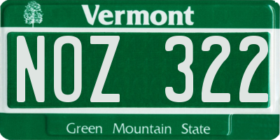 VT license plate NOZ322