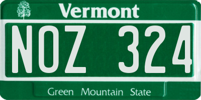 VT license plate NOZ324