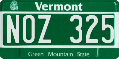 VT license plate NOZ325