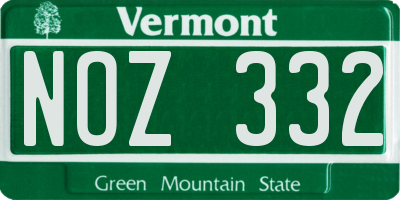 VT license plate NOZ332