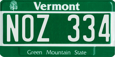 VT license plate NOZ334