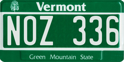 VT license plate NOZ336