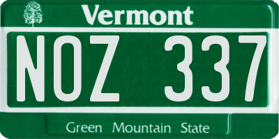 VT license plate NOZ337