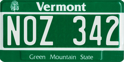 VT license plate NOZ342