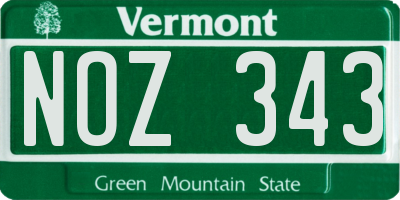 VT license plate NOZ343
