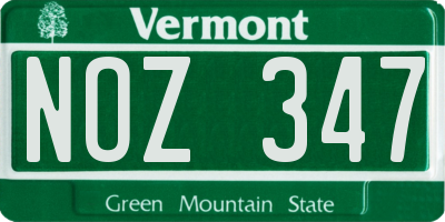 VT license plate NOZ347