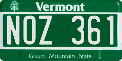VT license plate NOZ361