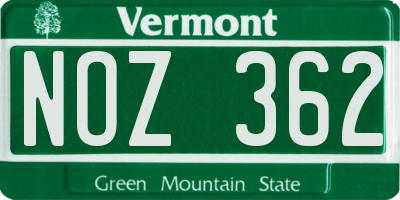 VT license plate NOZ362