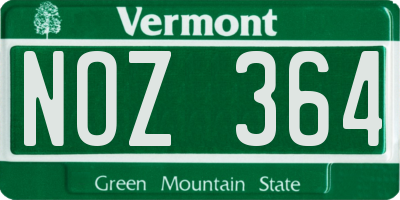 VT license plate NOZ364