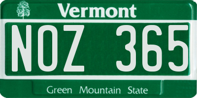 VT license plate NOZ365