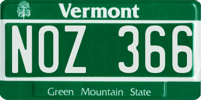 VT license plate NOZ366