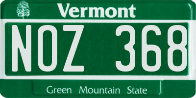 VT license plate NOZ368