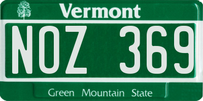 VT license plate NOZ369