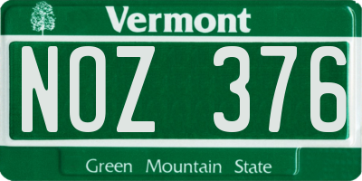 VT license plate NOZ376