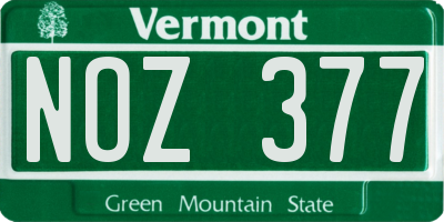 VT license plate NOZ377