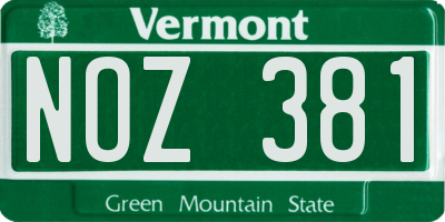 VT license plate NOZ381