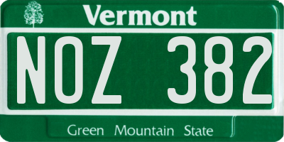 VT license plate NOZ382