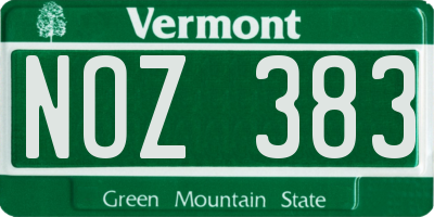 VT license plate NOZ383