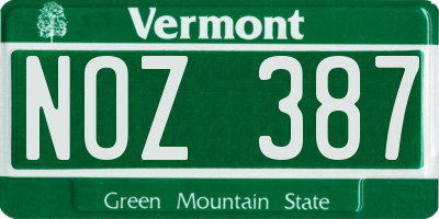 VT license plate NOZ387