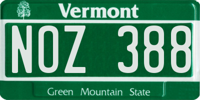 VT license plate NOZ388