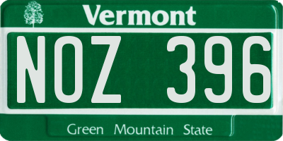 VT license plate NOZ396