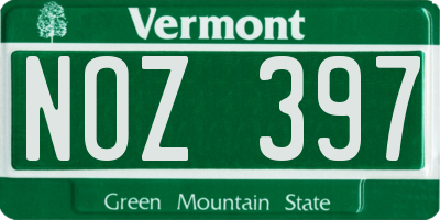 VT license plate NOZ397