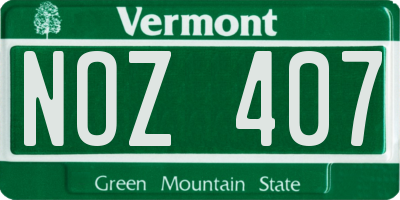 VT license plate NOZ407