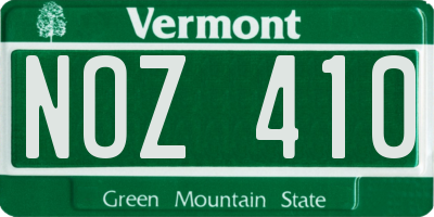 VT license plate NOZ410