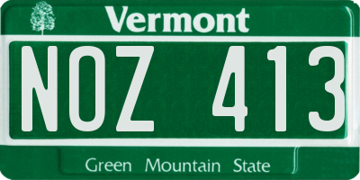 VT license plate NOZ413
