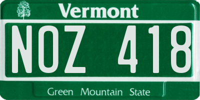 VT license plate NOZ418