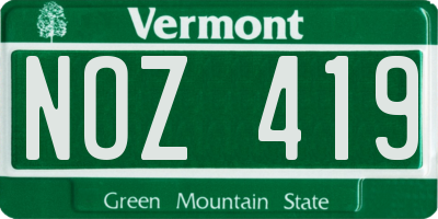 VT license plate NOZ419