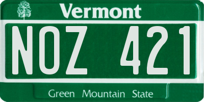 VT license plate NOZ421