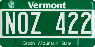 VT license plate NOZ422