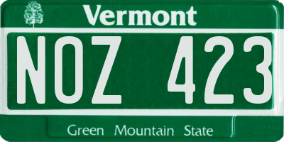 VT license plate NOZ423