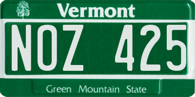VT license plate NOZ425