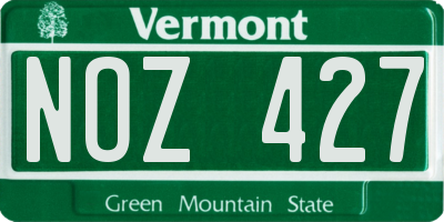 VT license plate NOZ427