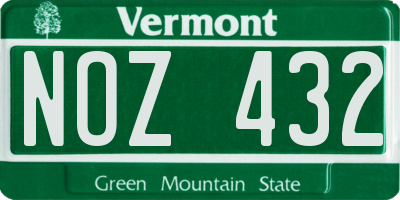 VT license plate NOZ432