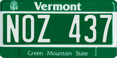 VT license plate NOZ437