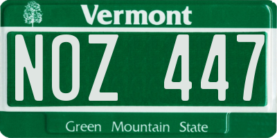 VT license plate NOZ447