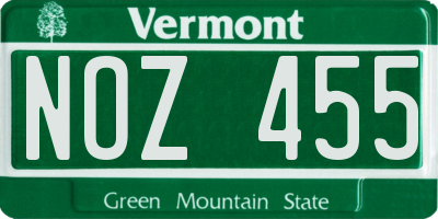 VT license plate NOZ455