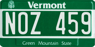 VT license plate NOZ459