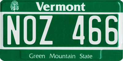 VT license plate NOZ466