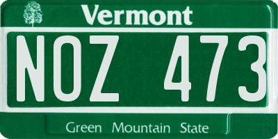 VT license plate NOZ473