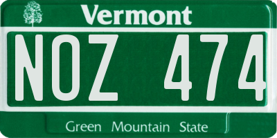VT license plate NOZ474