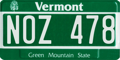 VT license plate NOZ478