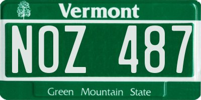 VT license plate NOZ487