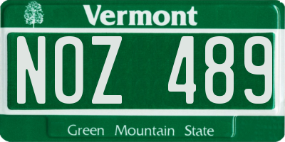 VT license plate NOZ489